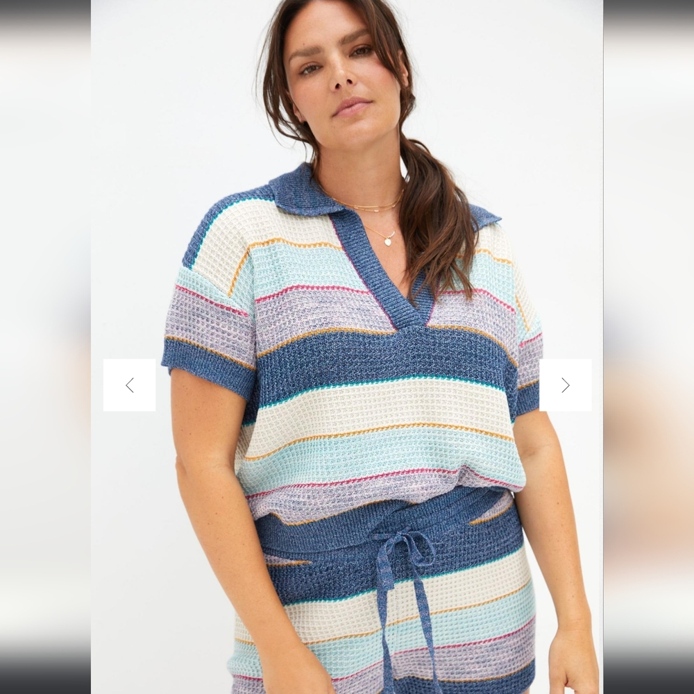 ANTHROPOLOGIE- Daily Practice - Knit Polo Top and Shorts Set - Women’s Size 1X